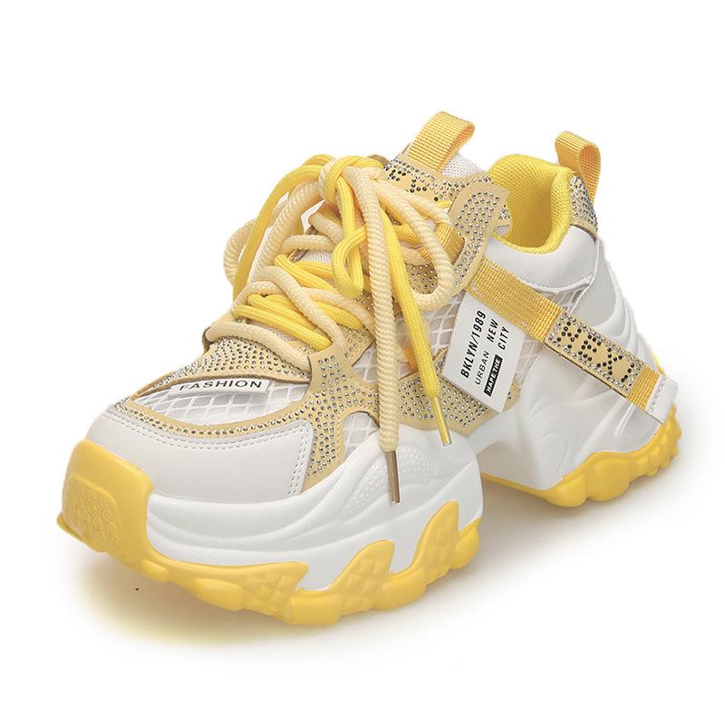 

Dad Shoes Girl 2025 Summer New Mesh Breathable Sneakers Korean Version Versatile Muffin Thick Sole Heightening Casual Shoes 40 жёлтый