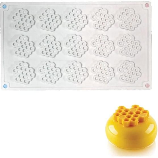 15 Cavity Silicone Honeycomb Molds for Chocolate Honeycomb Bee Silicone Fondant Mold Beehive Silicone Baking Molds Bee Candy Silicone Mold for