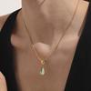 Oumaijia Collier Pendentif Goutte d'Eau en Verre Vert Bleu de Luxe Français pour Femmes – Bijou Chaîne Clavicule Minimaliste