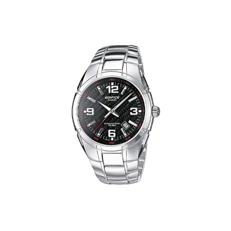 CASIO EDIFICE Quartz Movement Stainless Steel Strap Watch Men s Watches Black Dial EF-125D-1AV Silver Strap