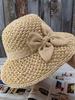 Handmade Straw Hat for Women Summer Fashion Bowknot Foldable Sunscreen Panama Lady Sweet Wide Brim UV Sunscreen Beach Cap Girl