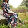Women Vintage Casual Floral Printed Loose Dress Kaftan Long Maxi Shirt With Timeless Design