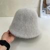 Autumn and winter new rabbit fur knitted bucket hat women's fashion literary warmth straight fisherman hat