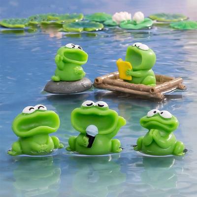 Resin Crafts Big Mouth Chorus Frogs Figurine Cute Mini Frogs Ornament  Fairy Garden Decorations