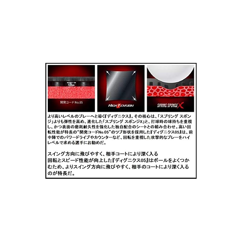 Butterfly Dignics 05 High Tension Inverted Rubber, Black, Thick, 06040