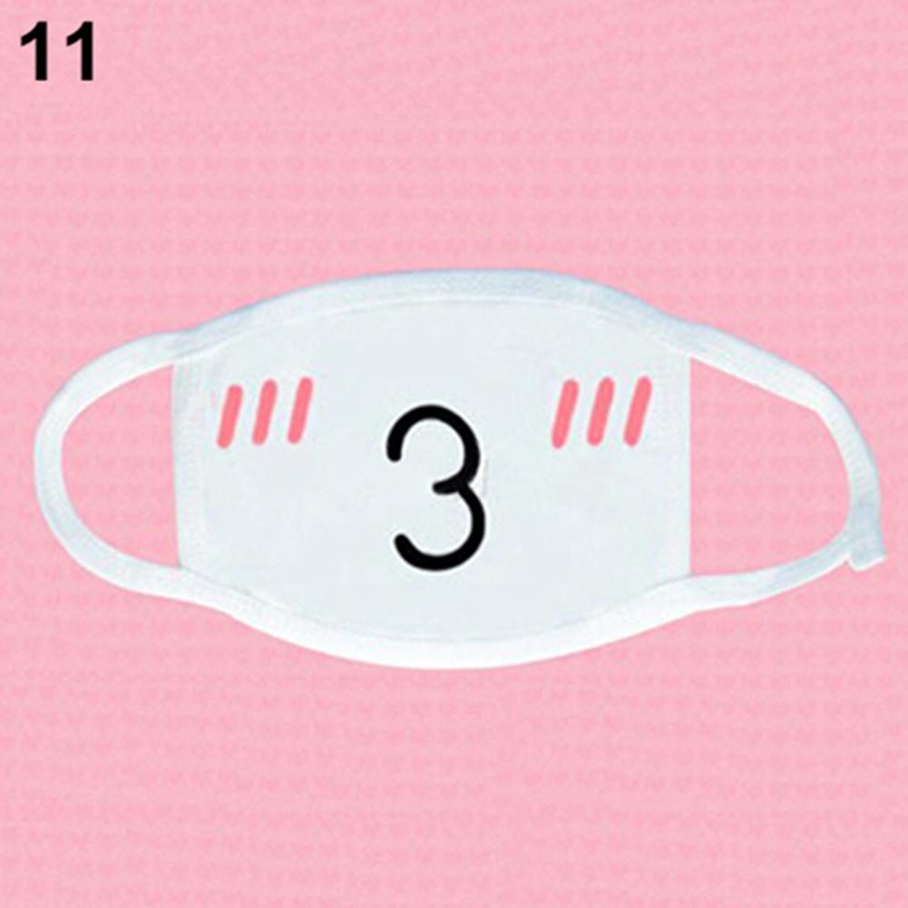 ALL-FASHION-MALL Λευκή Anime Εμοτικόν Μάσκα Στόματος Kaomoji Αντι-Σκόνης Kawaii Μάσκα Προσώπου