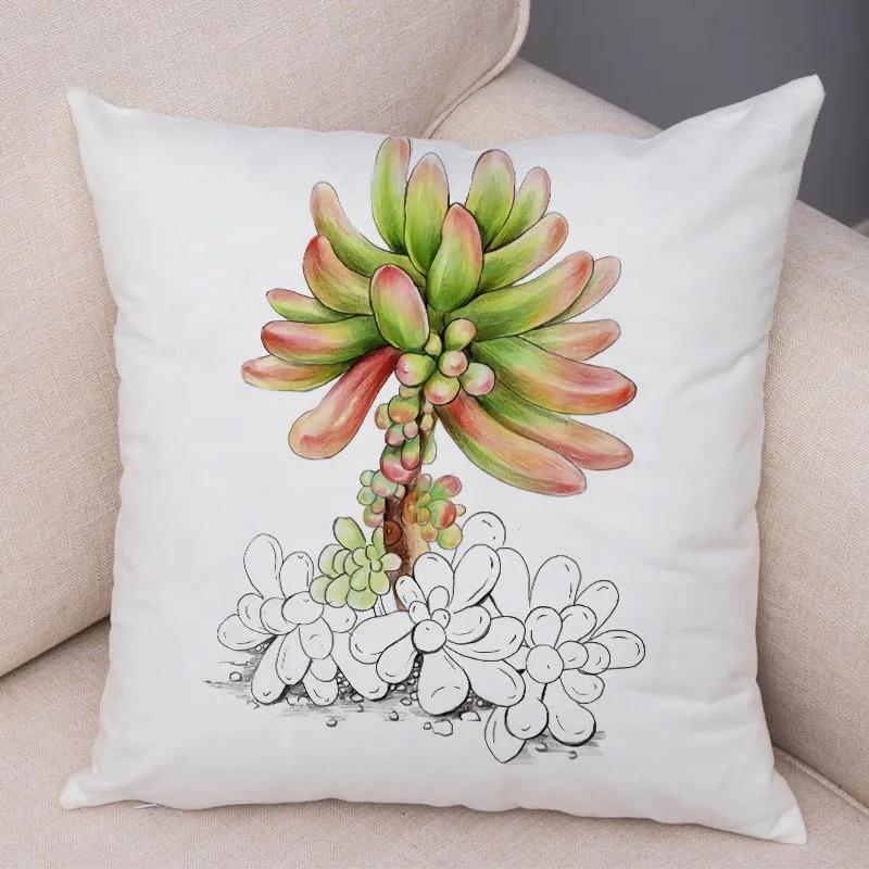 Watercolor Succulents Decorative Pillowcase Office Living Room Car Ornaments Home Pillowcase
