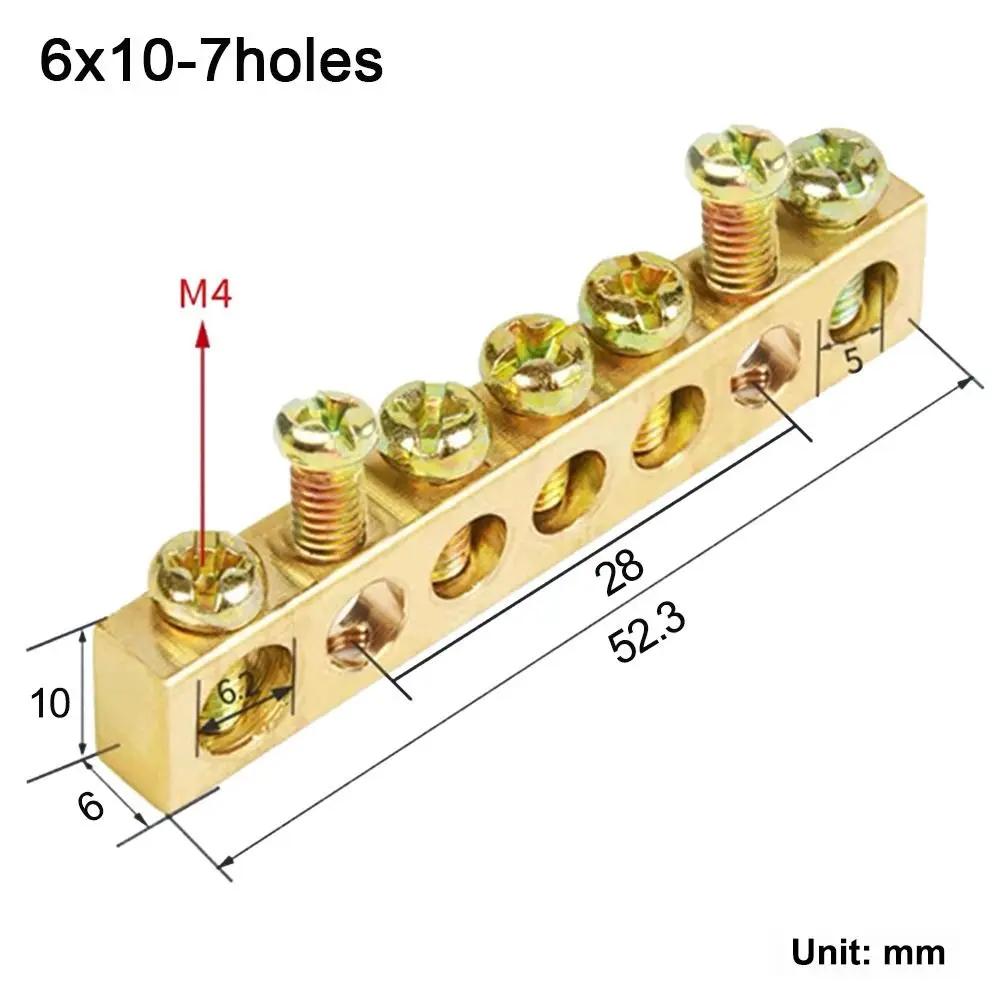 Copper Bar Terminal Copper Wire Connector Multi-specification With Hole Screw Brass Connection Row Terminal Block Electrical