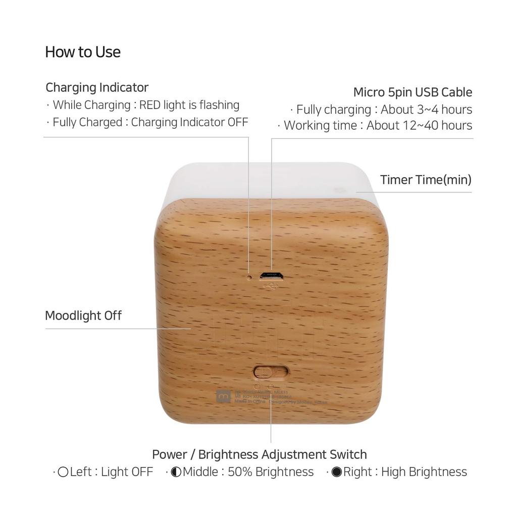Mooas Rechargeable Timer LED Night Light Minutes Time Management Timer Nightlight with Timer LED Night Light Timer Nursing Light 5/15/30/60 Children's