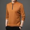 Men's Solid Color Long Sleeved POLO Shirt Casual Fashion Top