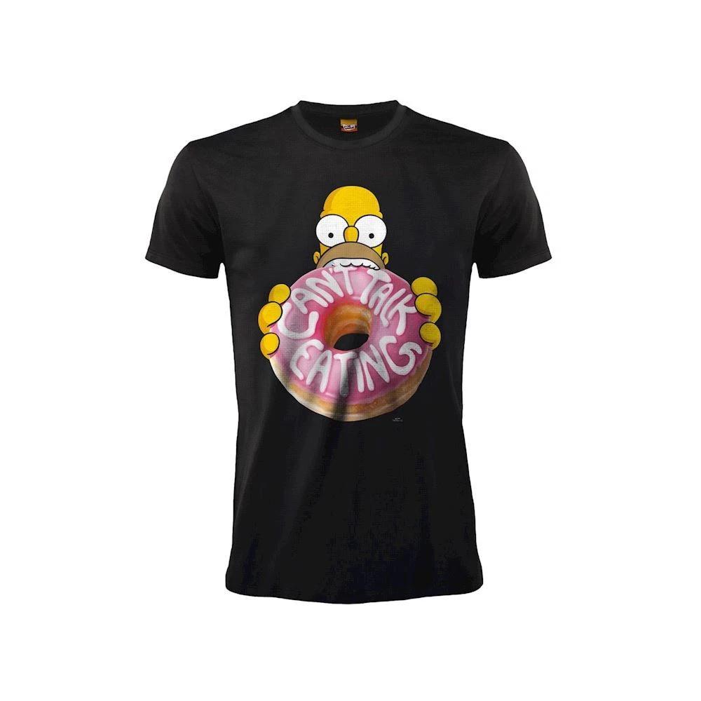 Simpsons T-Shirt - Can t Talk Eating - Homer Official Black Donut- XL