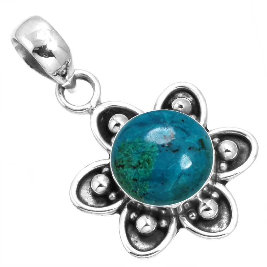 925 Sterling Silver Pendant Women Handmade Jewelry Valentine's Day Gift Amazonite Angelite Blue Opal Botswana Agate Mohave Azurite Chrysocolla