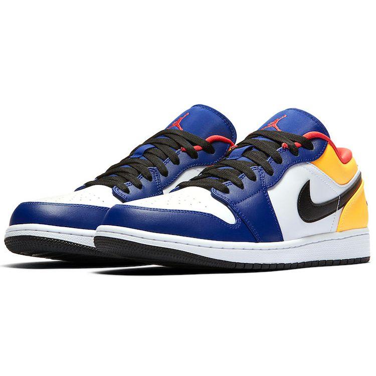 Air Jordan 1 Low Bianco Blu Reale Profondo Scarpe da Ginnastica da Uomo Laser-Arancio Rosso Pista 553558-123