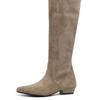 Retro Stacking Boots Women's 2025 New French Slim Tall Boots Thick Heel Suede Khaki Boots