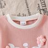 Girls' Fashionable Pink Outfit - Summer Children's Simple Short-sleeved Bow Tie Shorts Set