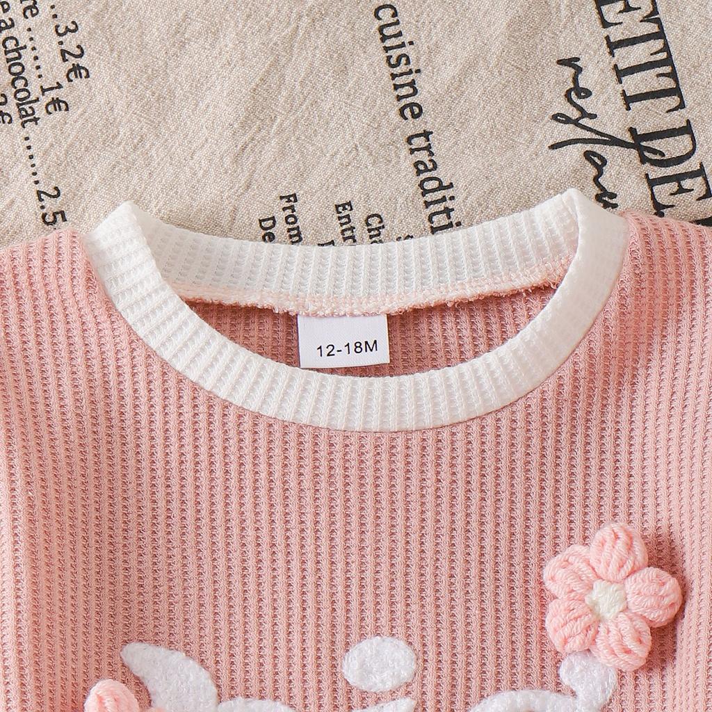 Girls' Fashionable Pink Outfit - Summer Children's Simple Short-sleeved Bow Tie Shorts Set