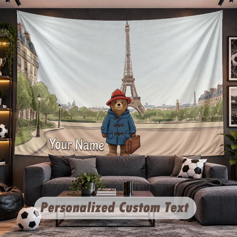 Wall Hanging Tapestry Custom NamePaddington Pattern Personalized Printed Fabric Wall Decor