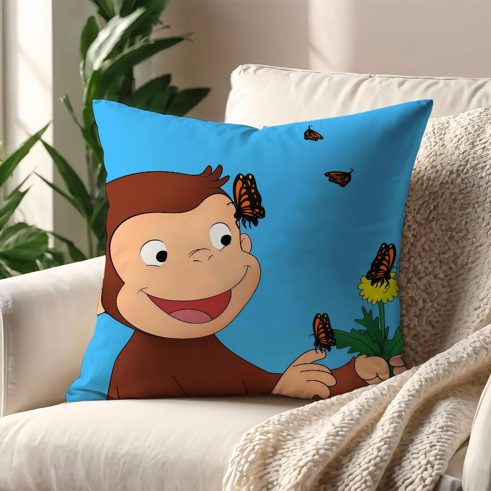 Cartoon C-Curious Affe G-George Kissenbezug Kissenbezug Dekoration Zimmer Haus Sofa Wohnzimmer Büro Auto Nordische Schlichtheit