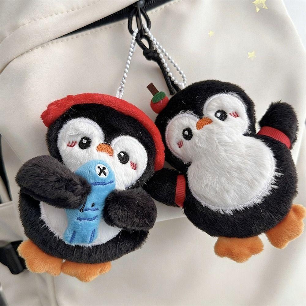 Soft Plush Squeaking Penguin Keychain Penguin Doll Stuffed Doll Pendant Car Key Ring Kid Gifts