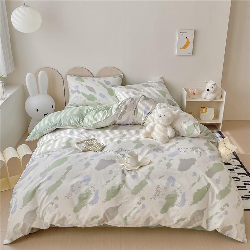 Set Husă Plapumă cu Model Geometric Modern 100% Bumbac Prietenos cu Pielea Husă Plapumă cu 2 Fețe de Pernă Set de Lenjerie de Pat Moale de Lux