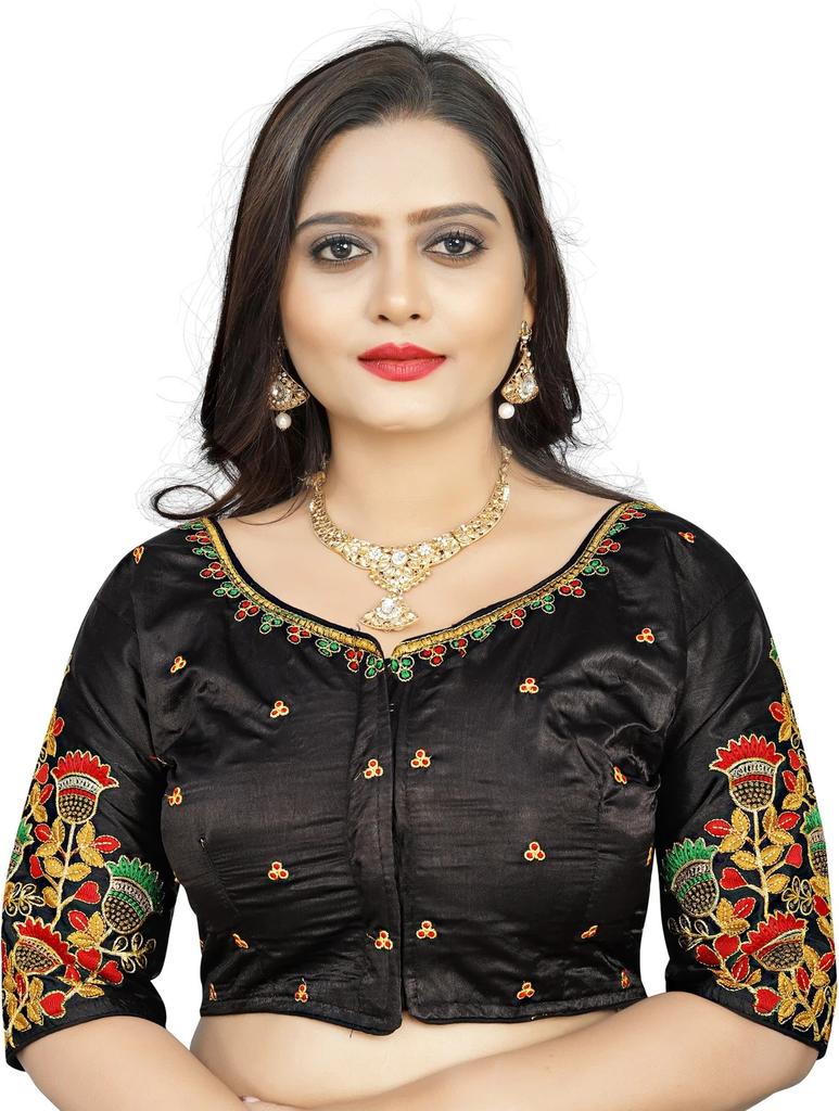Indian Designer Silk Embroidery Blouse Women's Party Wedding Wear Ethnic Choli