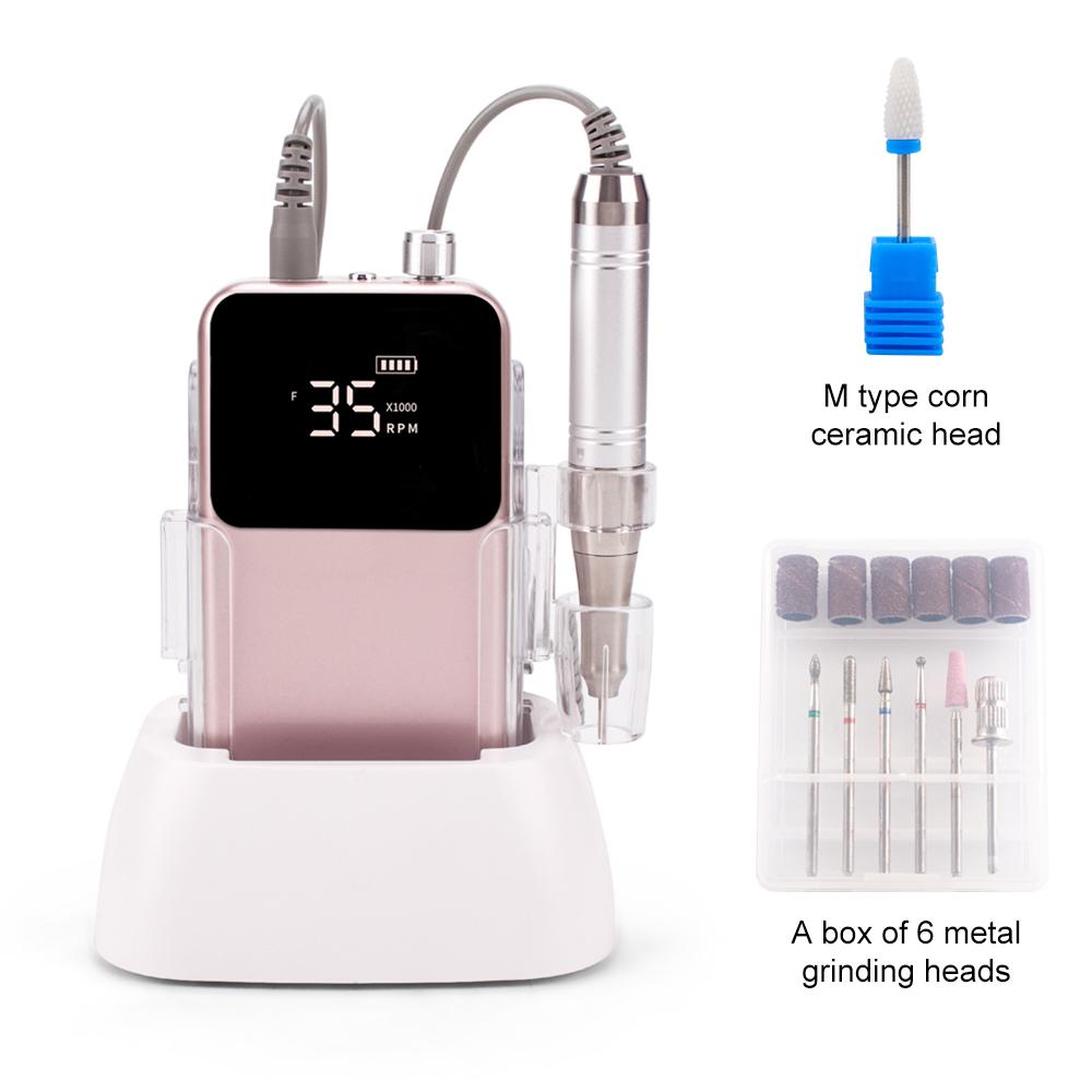 

BEPAN SIMINAIL Coreless Motor Powerful Rechargeable Nail Drill 35000RPM Machine Portable Nail File Cordless Drilling Base UK розового золота