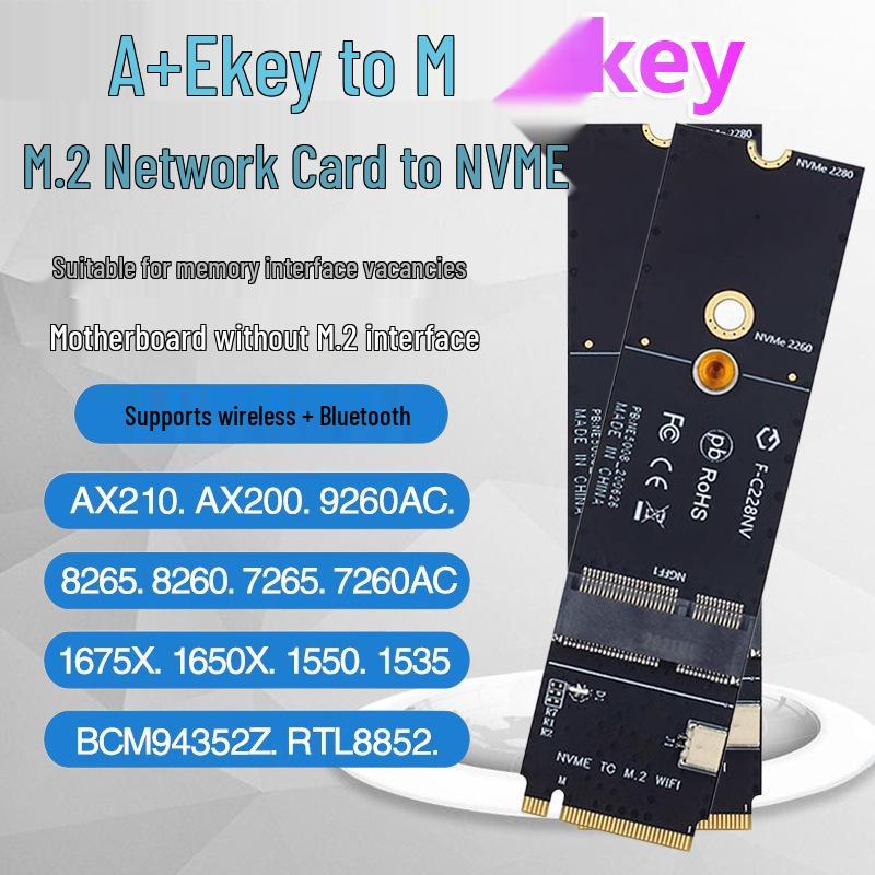 BE200 AX210 NGFF M.2 Wireless Card to NVME SSD Drive WiFi Adapter