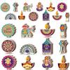 36 Pieces Happy Diwali Wooden Hanging Ornaments Decoration Indian Theme Festival of Lights Party Decor Diwali Deepavali Wood Cutout Ornaments for