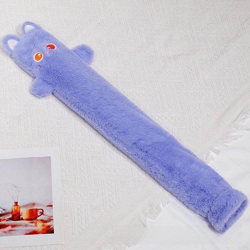 Cartoon Cat Shape Long Hot Water Bag With Soft Short Plush For Warmth And Gift Giving