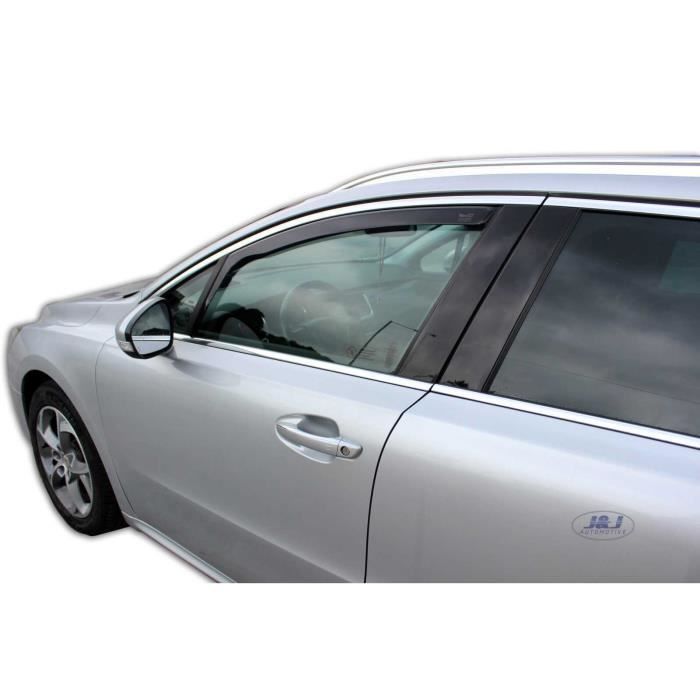 Déflecteurs d'air - J&amp;J AUTOMOTIVE - Peugeot 508 - Fumé - Acrylique renforcé - Installation facile