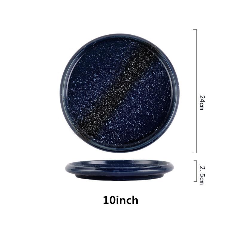 Steak plate plate Household creative black sushi Commercial Japanese food Dim sum flat plate breakfast dishes and plates sets