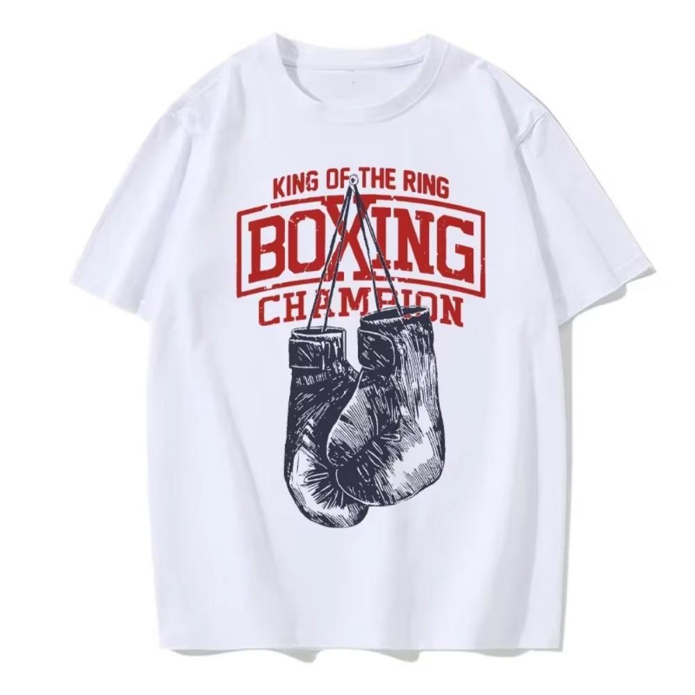 King of The Ring Boxing Printed T Shirt for Men Women Vintage GYM Apparel Tops Tees