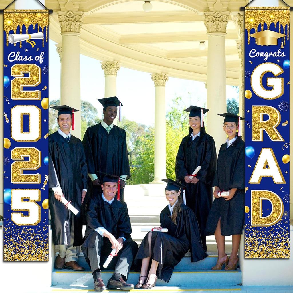 2025 Graduation Party Decorations - Congrats Grad Banner Class of 2025 Congrats GRAD Porch Sign Banner for High School and College Graduation
