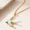 French Elegant Fashion Enamel Dripping Oil Sweet and Cute Colorful Swallow Fairy Tale Wind Necklace Niche Personality Collarbone Chain
