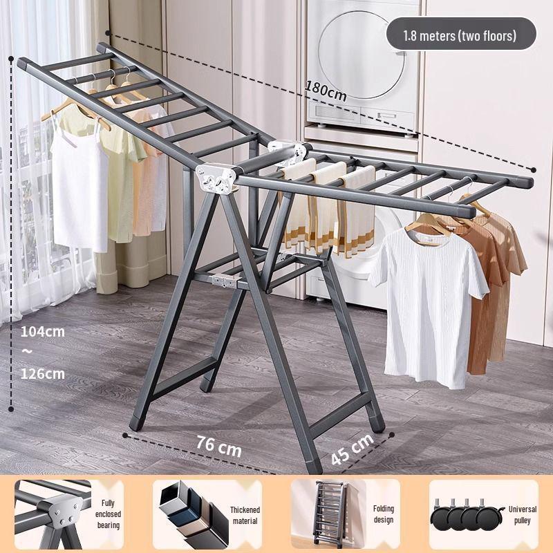 Indoor Foldable Clothes Drying Rack: Floor-Standing Design for Home, Balcony, Bedroom, Baby Clothes and Quilts