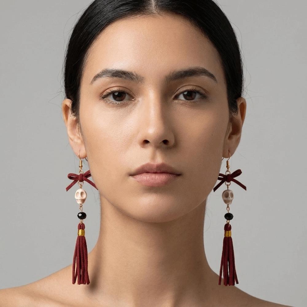 Tassel Halloween Earrings Rice Bead Ear Jewelry Accessories Fashion Skull Drop Earring Hipster