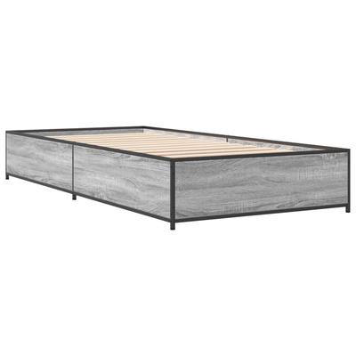 Bed Frame Gray Sonoma 75x190 Cm Particleboard and Metal