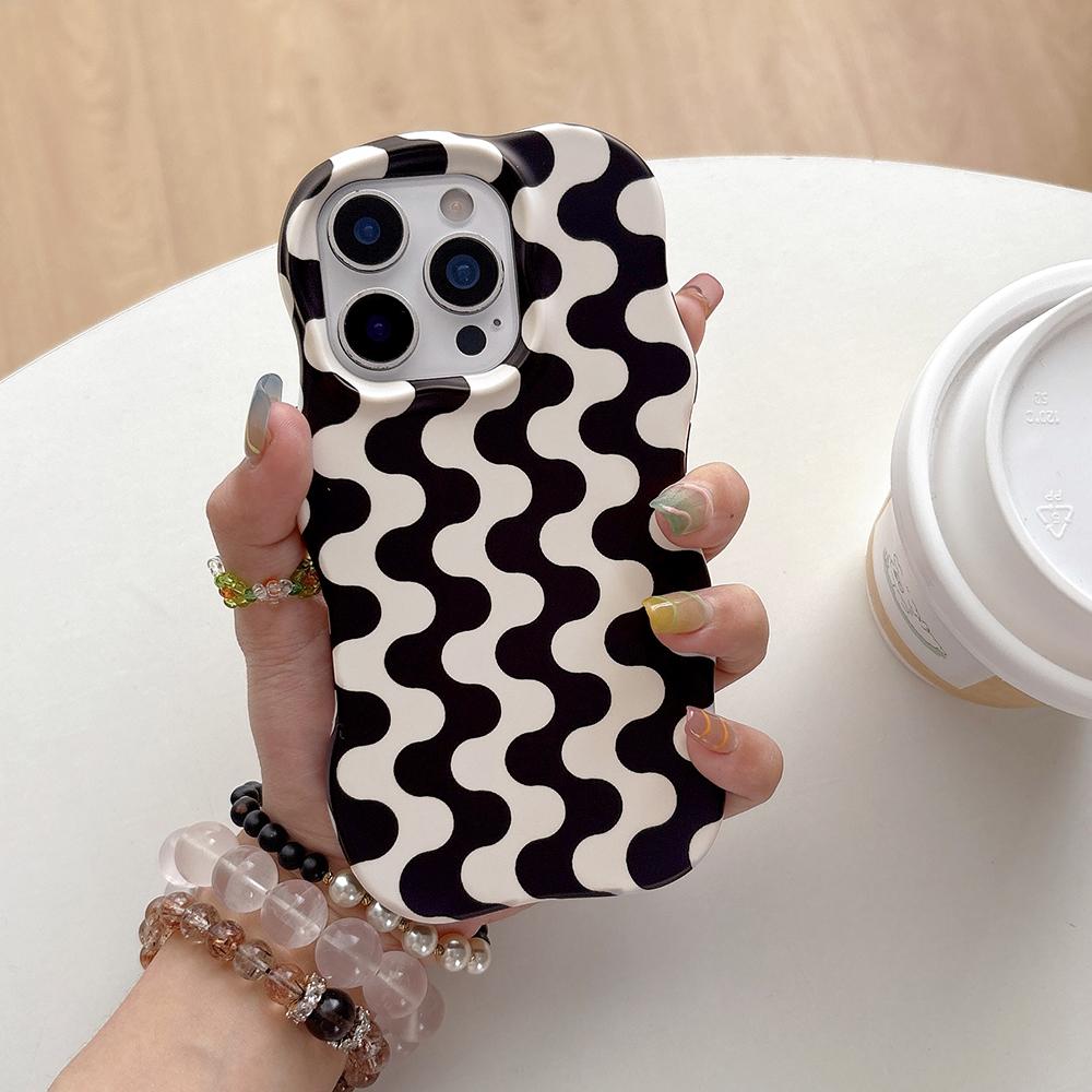 

Glossy Wave Pattern Hit Color Stripes Phone Case for IPhone 13 14 15 16 Pro Max Color Collision Water Ripple Shockproof Cover iPhone 13 Pro