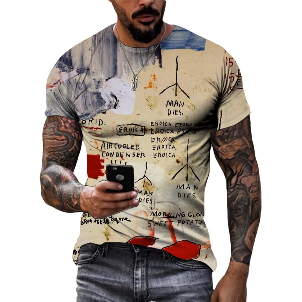 New Summer Hip-Hop Personality Graffiti Pattern T-shirt Fashion Printing Casual Short Sleeved Loose Oversized T-shirt