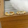 [Golden Diamond Dream] Medieval Vintage Narrow Version Full Of Diamonds Zir*****Pen Ring Geometric Super Fairy Stacked Ring