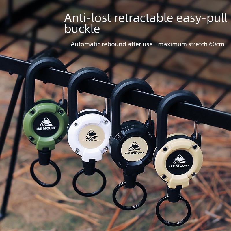 

Тактический выдвижной брелок для ключей с удобной пряжкой и прочным тросом с защитой от потери. black spring without sticker белый