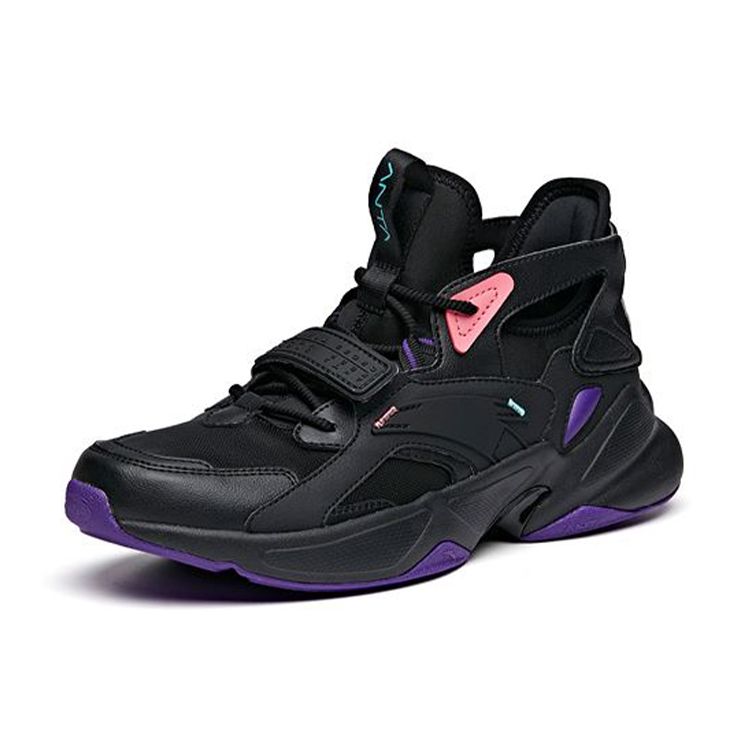 Anta Men Chaobai Hollow Breathable Casual Sandals Black Pink Purple 912017012-2