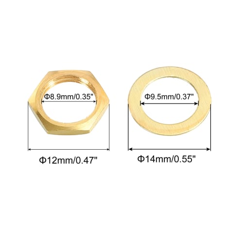 uxcell Guitar Nuts and Washers, 8.9mm Inner Diameter, Guitar Input/Output Jack Socket Nuts, Gold, for Bass Guitars, 5-Pack