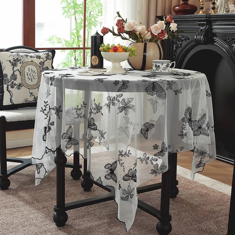 Elegant Lace Tablecloth French Style Rectangular Dining Cover Vintage Decorative TV Stand Dustproof Cloth