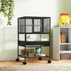 Bird Cage with Bottom Shelf, Removable Tray and Grid, Steel and PP, 48x46x83 cm, Black