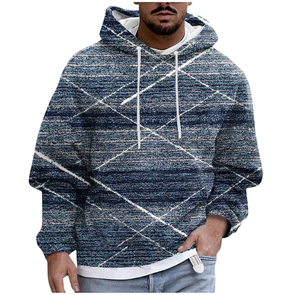 Volný pánský a dámský svetr s dlouhým rukávem a kapucí s módním potiskem