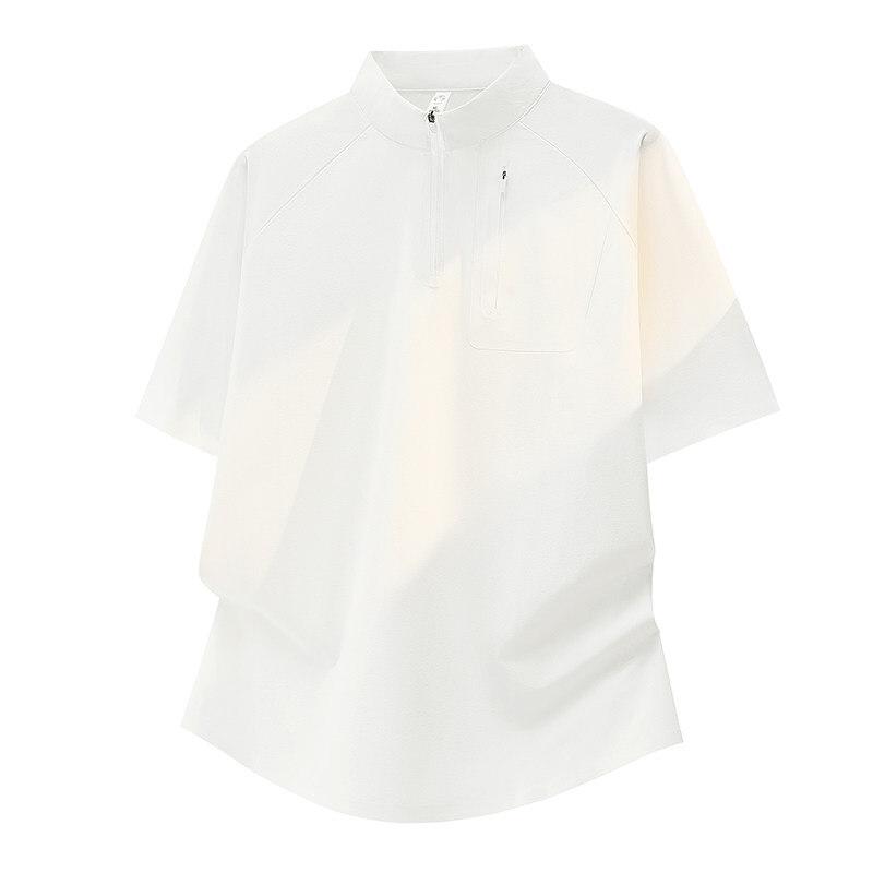 

Solid Color Short Sleeved T-shirt Breathable Quick Drying Outdoor Running Sports Men s Stretch Short Sleeved T-shirt XL білий