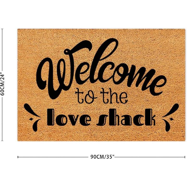 Welcome to The Love Shack Welcome Mats Outdoor with Heavy Duty Backing Coir Fiber Door Mat Personalized Entry Door Rugs for Entrance Pets Home Décor