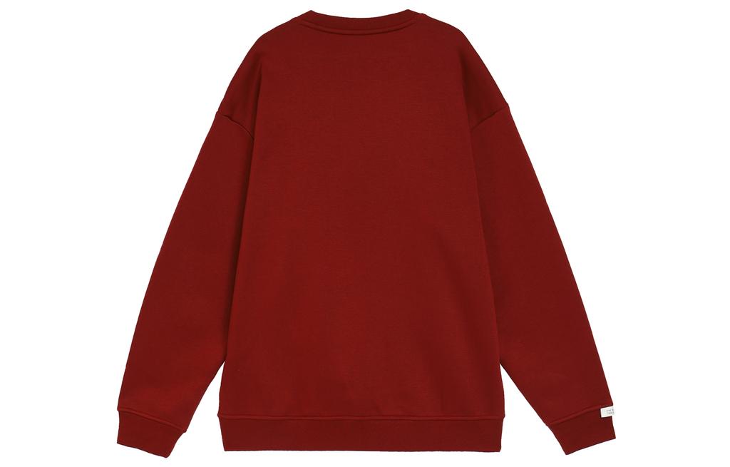 Adidas LABEL Crew Neck Comfortable Casual Couple's Fleece Lined Long Sleeved Sweatshirt Unisex Red JM9095