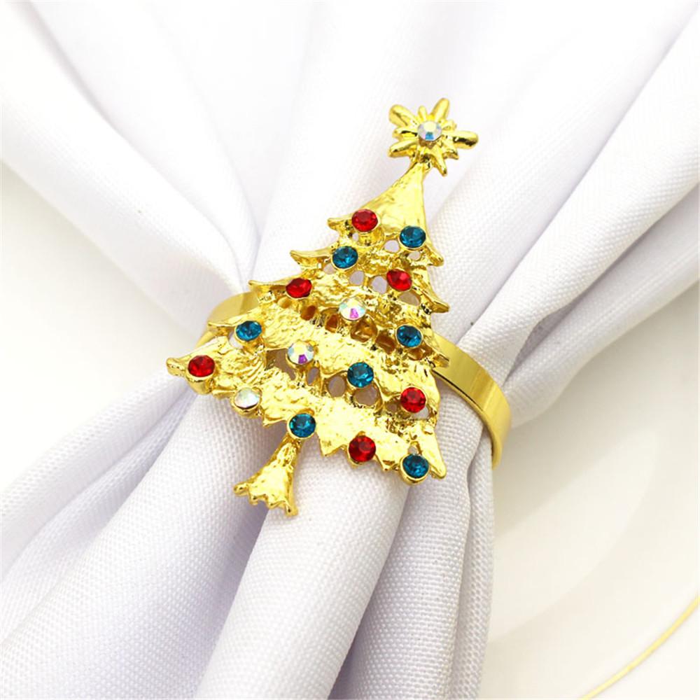 6 SZT Złote Pierścienie na Serwetki Choinkowe Metalowe Świąteczne Srebrne Klamry do Serwetek na Boże Narodzenie Ślub Dekoracja Stołu Jadalnego w Domu